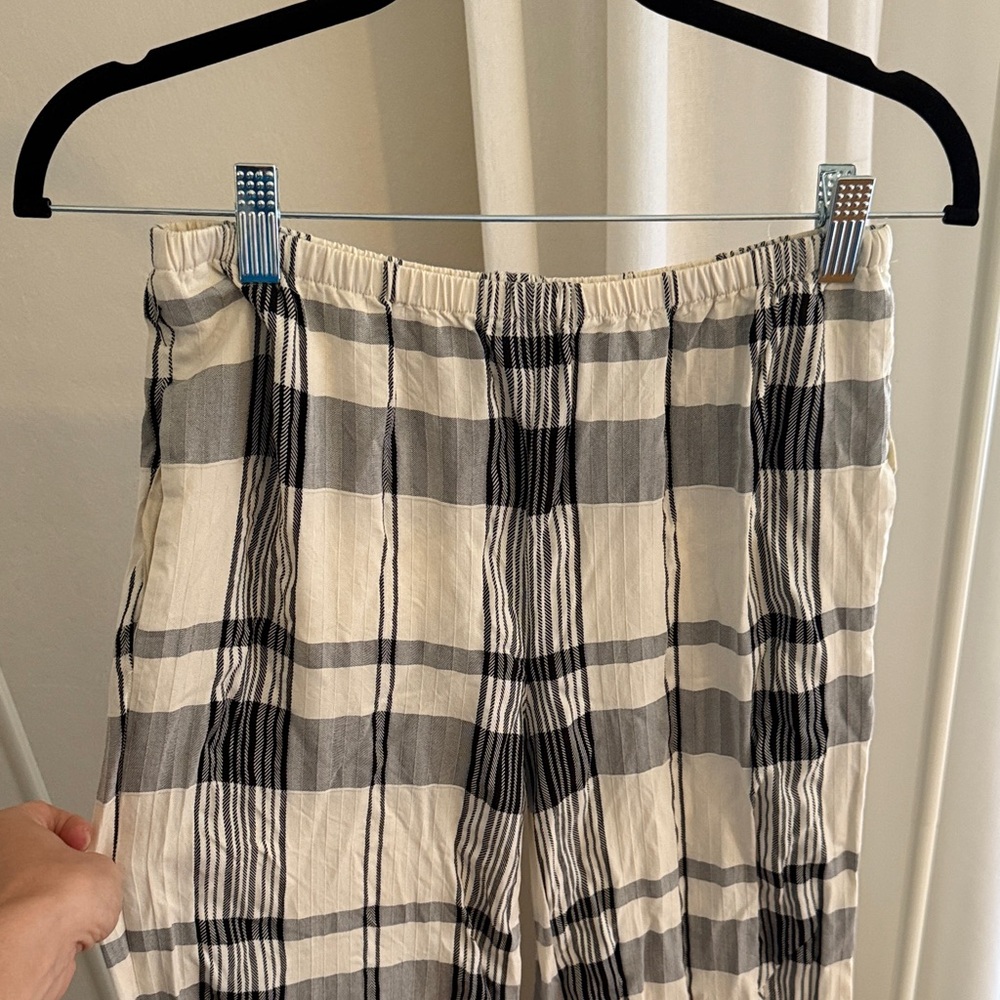 Theory Monochrome Checkered Plaid Trousers